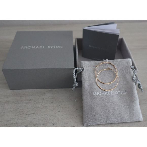 Michael Kors MKC1409AA Women's Small Gold Ultrathin Whisper Hoop Earrings $95 - Picture 1 of 7